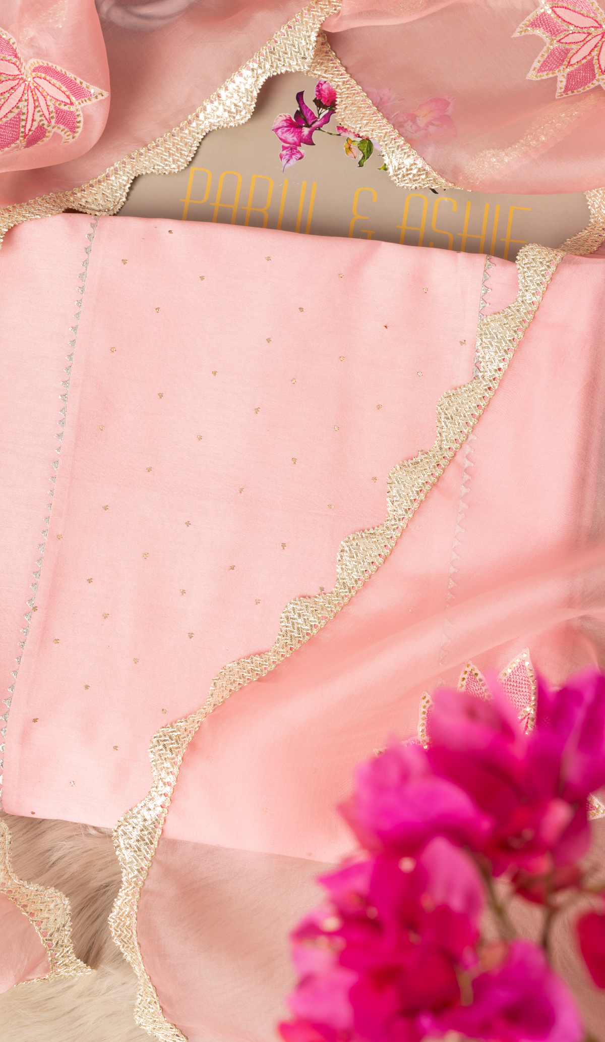 Stitched Dark Pink Chanderi Suit with Embroidered Dupatta