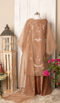 Mocha Organza Suit with Lace Dupatta