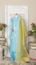 Blue Organza Suit Set with Yellow Embroidered Dupatta