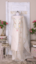 Ivory Organza Suit Set with Taj Inlay Embroidery