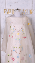 Ivory Organza Suit Set with Delicate Taj Inlay Motifs