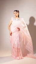 Pink Shaded Sequin Striped Saree