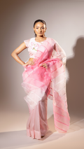 Shades of Pink Saree with Exotic Floral Bust Embroidery